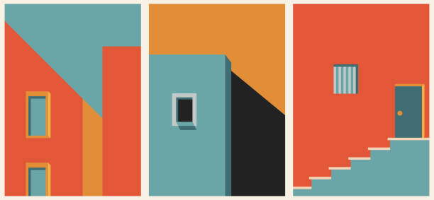 Bright creative cartoon posters. Minimalistic abstract backgrounds for your social networks, stories.