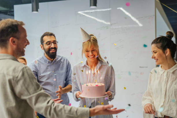 istock Celebrating a birthday in the office 1502843503