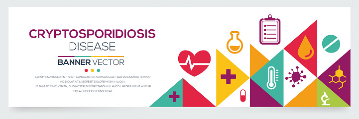Cryptosporidiosis disease banner design with icons and vector illustration