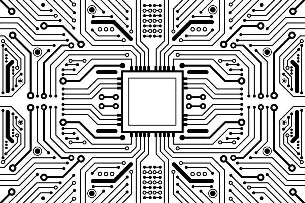 Vector illustration of Abstract background with technology circuit board texture. Electronic motherboard illustration. Communication and engineering concept. Vector illustration