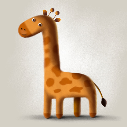 3d cute toy giraffe character digital illustration