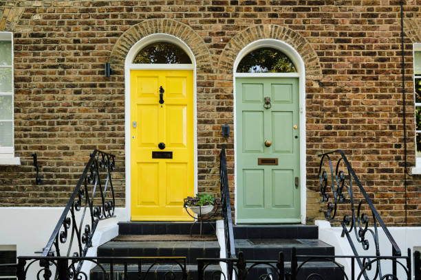 istock Neighbouring Nostalgia: Side-by-Side Doors in London 1502846779