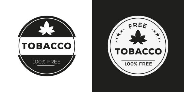illustrazioni stock, clip art, cartoni animati e icone di tendenza di segno di etichetta senza tabacco - tabaccheria
