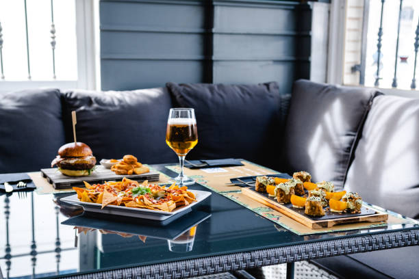 istock Delicious food and beer on table 1502866234