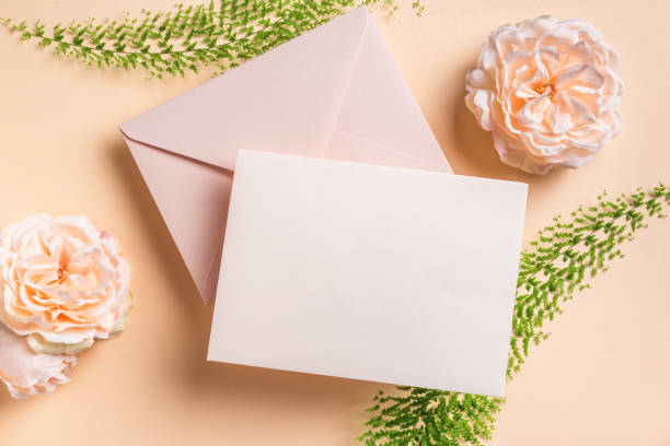 istock Blank card, rose flowers and fern 1502869292