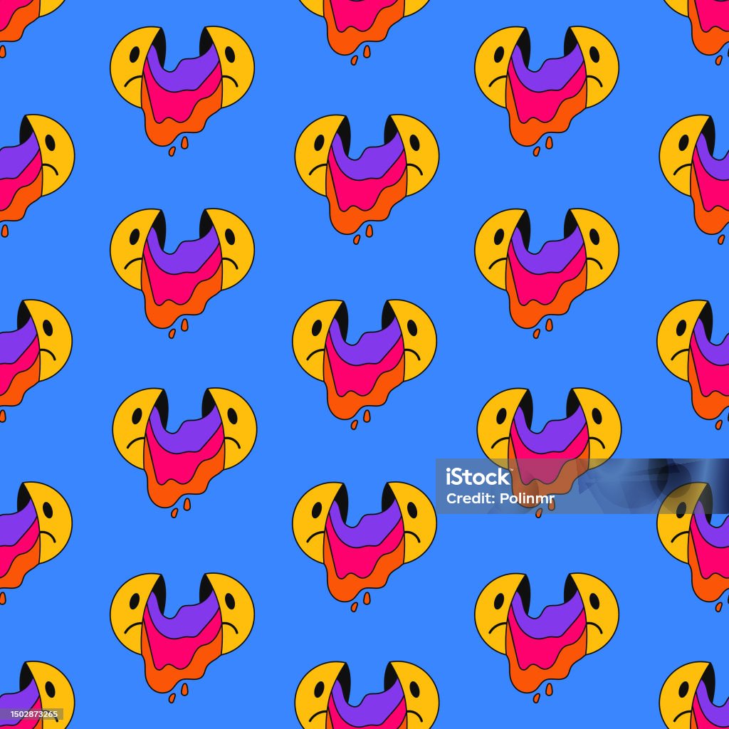 Sadness Pattern Seamless Pattern Melting Sad Face Stock Illustration - Download Image ...
