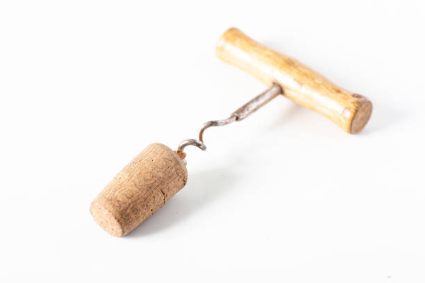 istock Wooden handmade corkscrew and red modern corkscrew, 1502879614