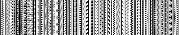 Vector illustration of Set of vector ethnic seamless pattern. Ornament bracelet in maori tattoo style.