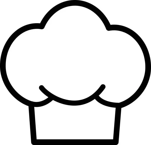 Vector illustration of A simple chef hat icon for logos, websites and apps. A simple chef hat icon. Simple flat design for apps and websites. Vector illustration in the style of drawing by hand.