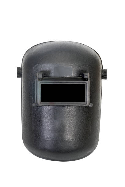 istock Black plastic welding mask isolated on white background with clipping path 1502888288