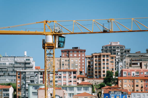 Detail of a construction crane in a city