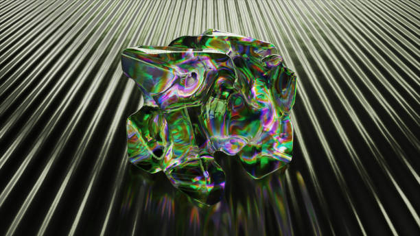 istock Abstract concept. A transparent cube stands on a dark ribbed surface. The liquid diamond substance inside the cube 1502890000