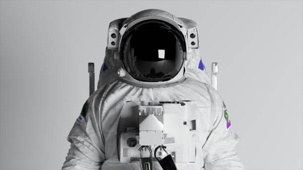 głowa astronauty zbliżona na białym, izolowanym tle ze zmieniającym się oświetleniem. klucz chrominancji. hełm. reklama - astronaut space helmet space helmet zdjęcia i obrazy z banku zdjęć
