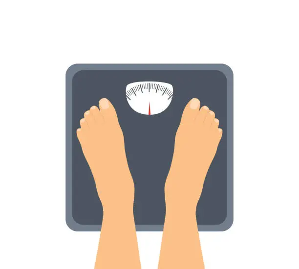 Vector illustration of Person Standing On Weight Scale