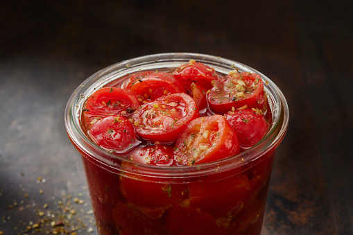 Marinated Cherry Tomatoes in Olive Oil and Italian Seasoning