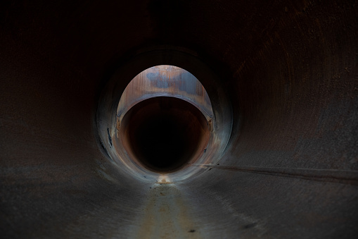 Close-up of metal pipelines in industrial plants