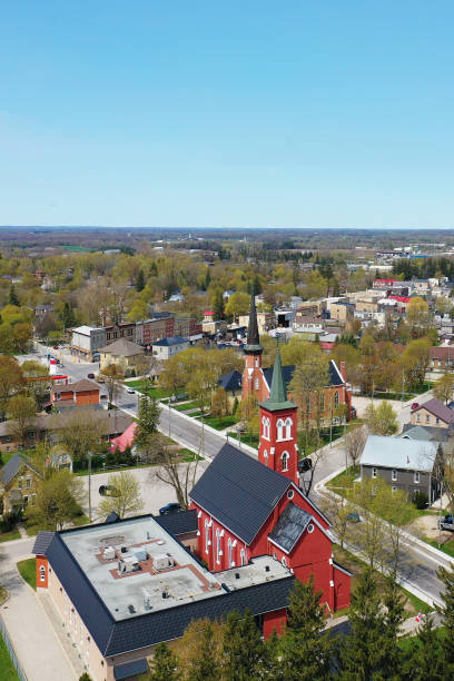 istock Aerial vertical of Mount Forest, Ontario, Canada 1502923719