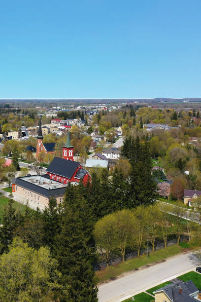 istock Aerial vertical of Mount Forest, Ontario, Canada 1502923729
