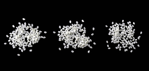 istock Heaps of raw rice on white background 1502927443
