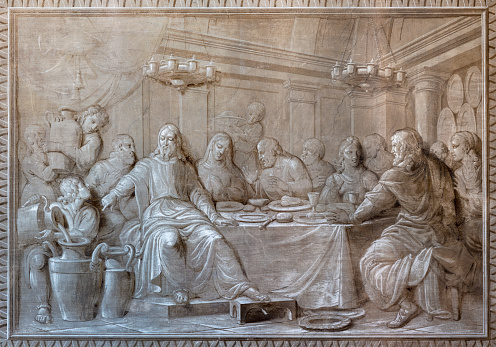 Biella - The of fresco of Wedding in Cana in Cathedral (Duomo) by Giovannino Galliari (1784).