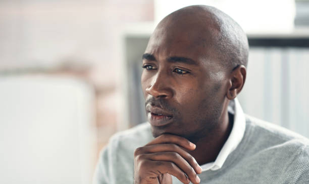 istock Black man, office and reading with website and business project with vision and web design analyst. Focus, startup and employee with information technology and online professional at work with email 1502930584