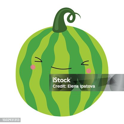 istock Cute watermelon in kawaii style. 1502931313