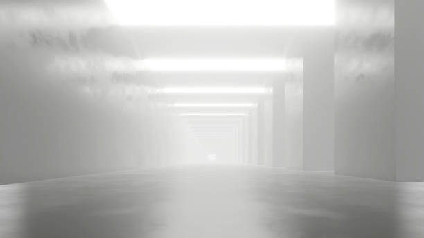 istock 3d rendering of white abstract sci-fi tunnel, Futuristic spaceship corridor. 1502931361