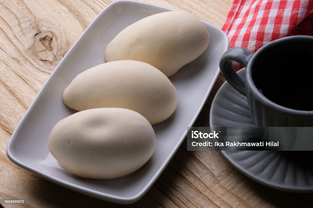 Nopia is a typical food of Banyumas Raya which includes Purwokerto City, Purbalingga Regency, Cilacap Regency and Banjarnegara Regency. Nopia is a food shaped like an egg made from wheat flour. Baked Stock Photo