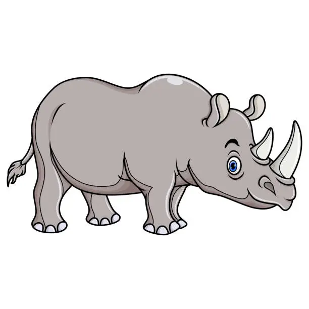 Vector illustration of Cartoon rhinoceros