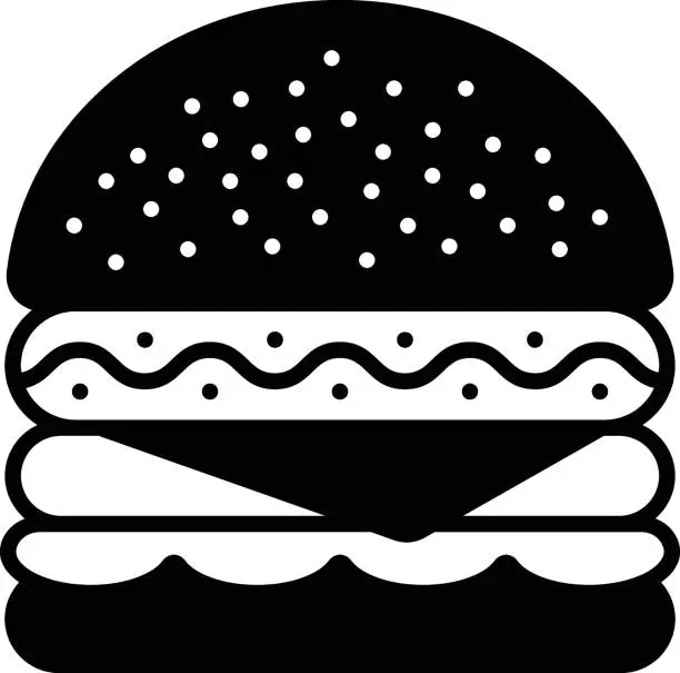 Vector illustration of HotBurg concept, Bacon Cheeseburger vector icon design, artisan baker symbol, Cuisine Maestro sign, food connoisseur stock illustration