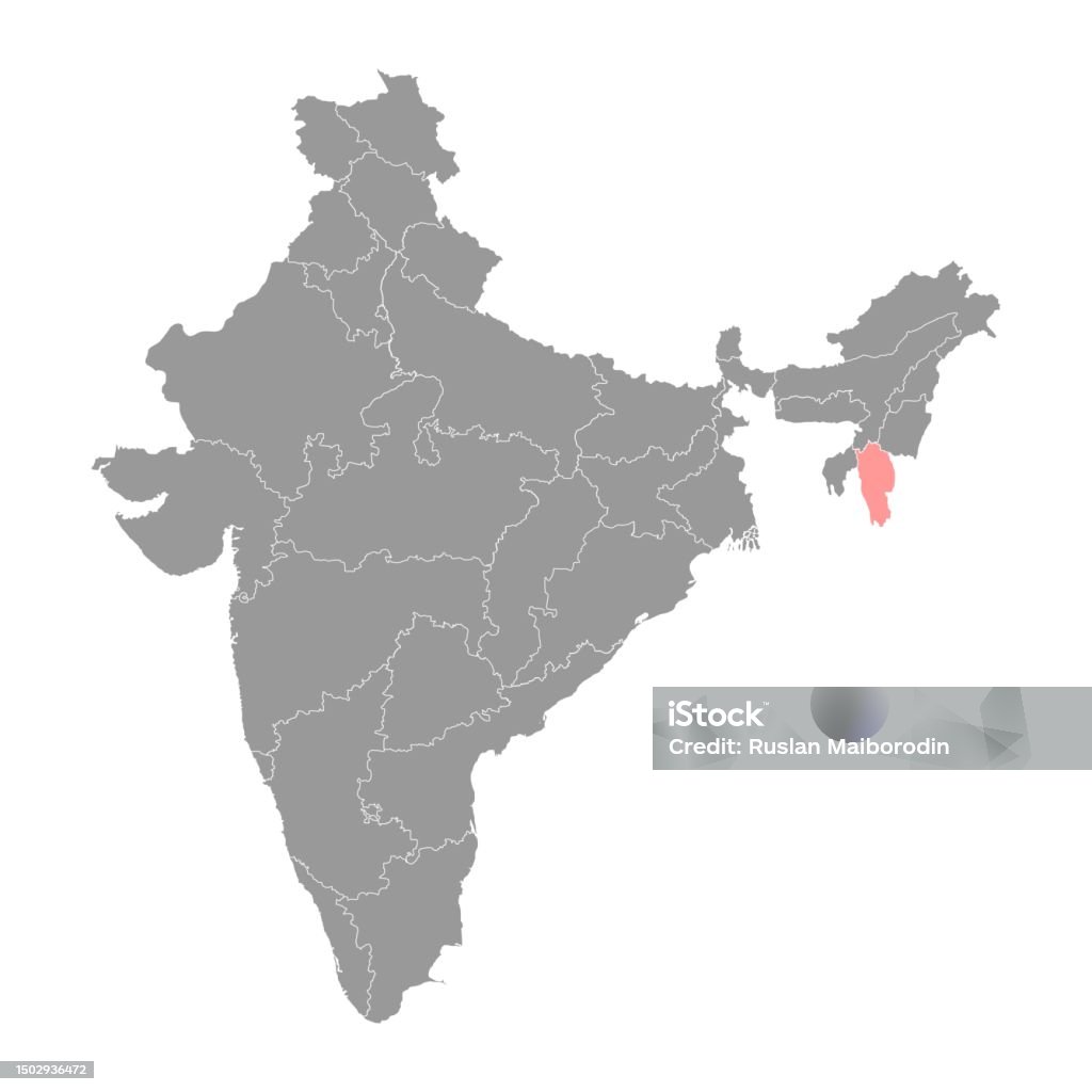 ミゾラム州の地図、インドの行政区画。ベクターイラスト。 - イラスト素材...