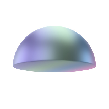 Semisphere 3d Element Semisphere Metal Geometric Shape Realistic Glossy Gradient ...