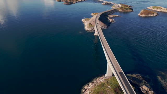 Aerial view of scenic Atlantic Ocean Road in Norway