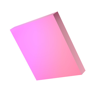 3d metal rectangle abstract geometric shape podium. Realistic glossy pink and lilac gradient luxury template decorative design illustration. Minimalist bright rectangle mockup isolated with clipping path.