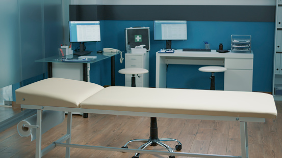 Patient medical exam table.