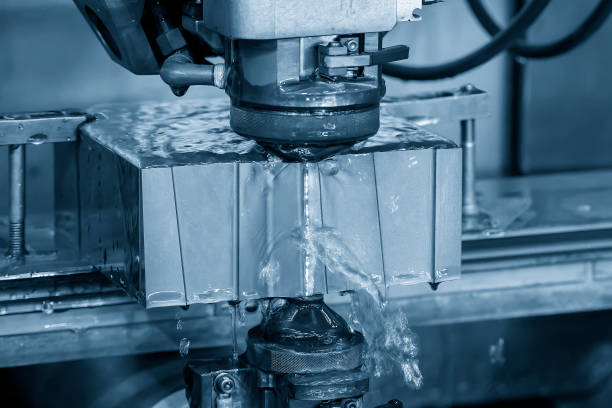 istock Closeup scene the wire EDM machine cutting the mold insert parts. 1502941618