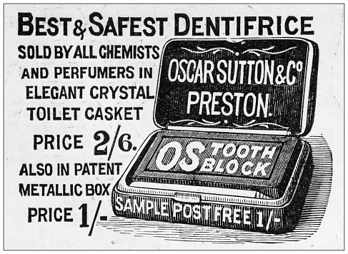 Antique advertisement from British magazine: Tooth Block