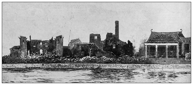 Antique image from British magazine: Hunan, Ruins of the Japanese Consulate, Custom House