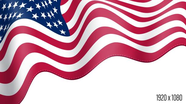 American country flag realistic independence day background. USA commonwealth banner in motion waving, fluttering in wind American country flag realistic independence day background. USA commonwealth banner in motion waving, fluttering in wind. Festive patriotic HD format template for independence day us constitution stock illustrations