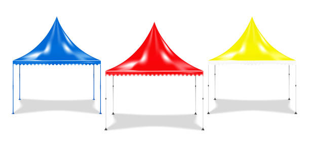 istock Pagoda tent color vector mockup. Colour promotional canopy, folding event marquee. Pop-up gazebo template. Realistic vector illustration. Easy to recolor 1502958659
