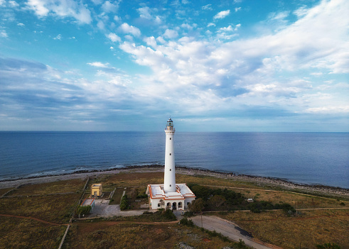 View Of Dai Lanh Lighthouse In Vietnam Coastal On Sunny Day.