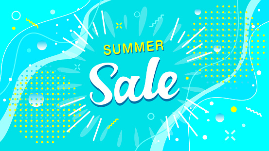 Pop summer sale design, image illustration of summer bursting with carbonation. Light blue vector background material