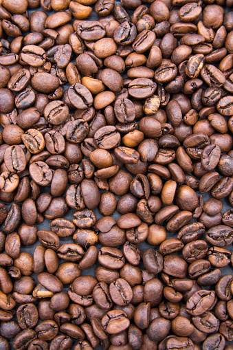 Coffee bean background. Copy space. Texture