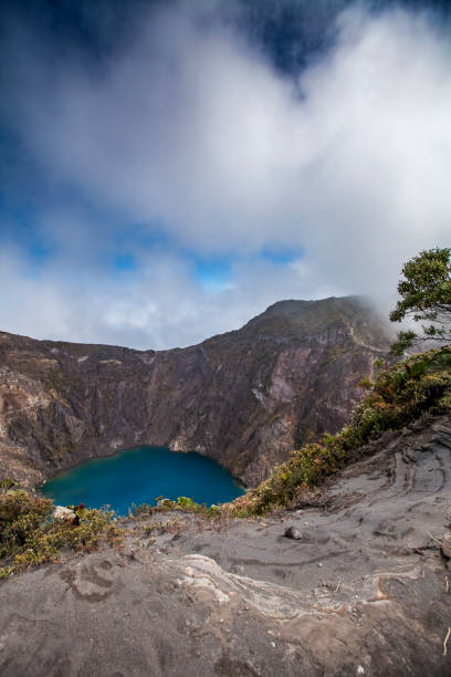 crater lake, costa rica blue crater lake in costa rica. irazu stock pictures, royalty-free photos & images