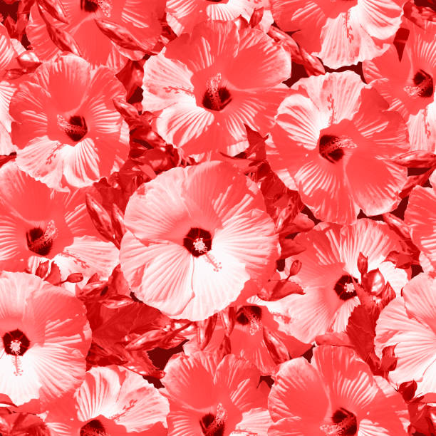 istock Seamless red floral pattern with round flowers. 1502970275