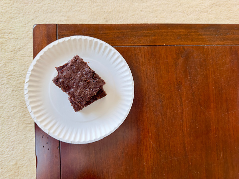 Close up brownie on table