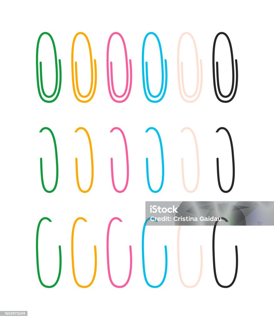 Paper Clips Collections Colorful Paper Clips Collection Vector Illustration Isolated Stock ...