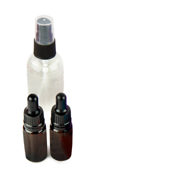 istock Essential lavender oil isolated on white . Free space for text. 1502974165