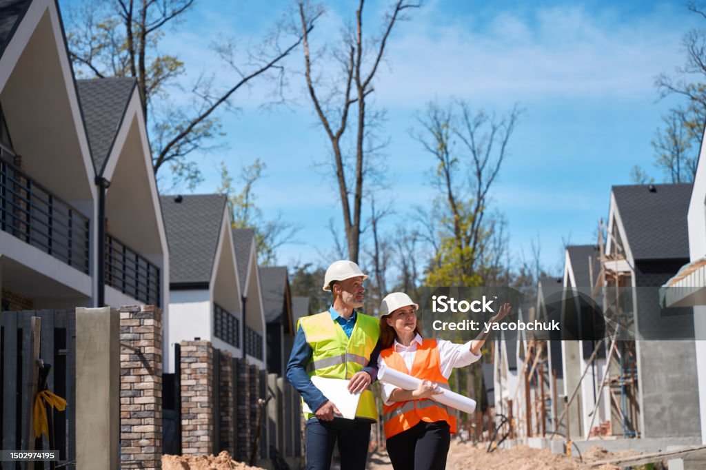 Property Developer Images Main Construction Worker Showing Construction Site To Housing Developer ...