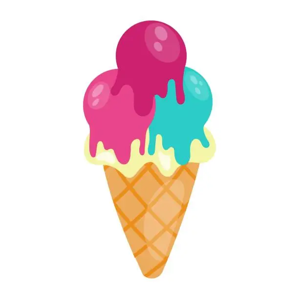 Vector illustration of Ice cream, white background
